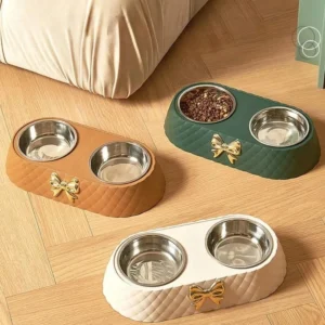 Double Bowl for Dogs and Cats with Non Slip Base